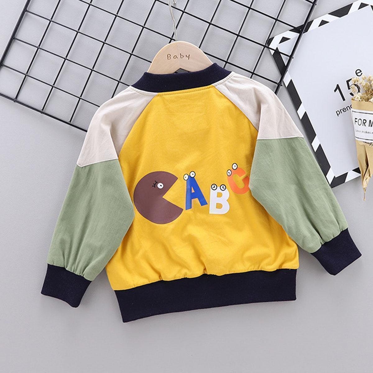 Baby / Toddler Boy Trendy Letter Print Colorblock Jacket
