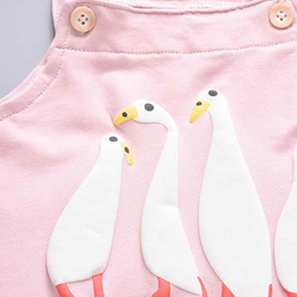 Baby / Toddler Adorable Goose Print Solid Overalls