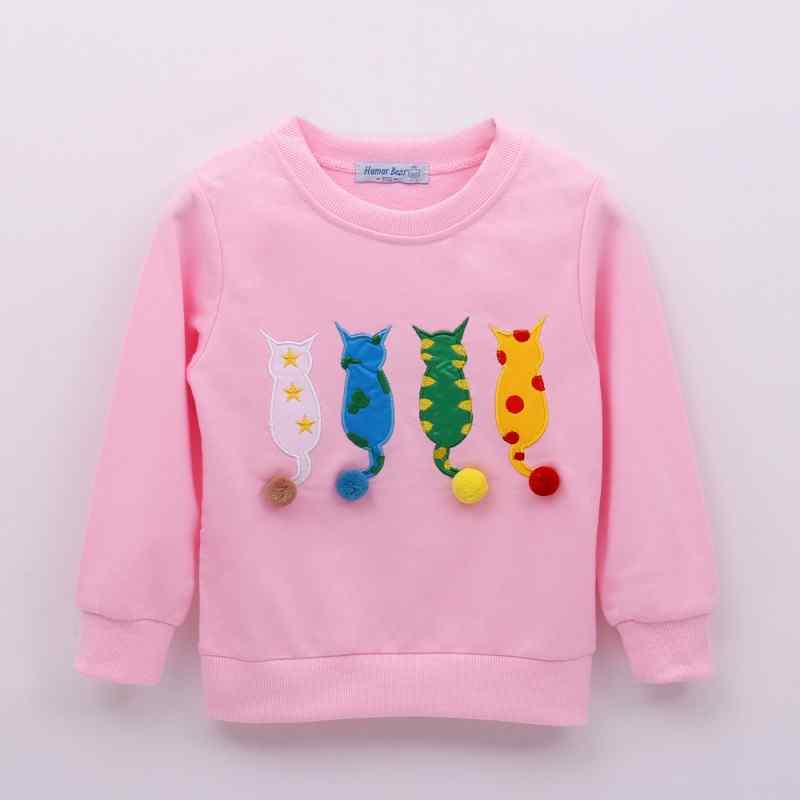 Lovely Appliqued Cat Pomom Decor Pullover for Toddler Girl and Girl