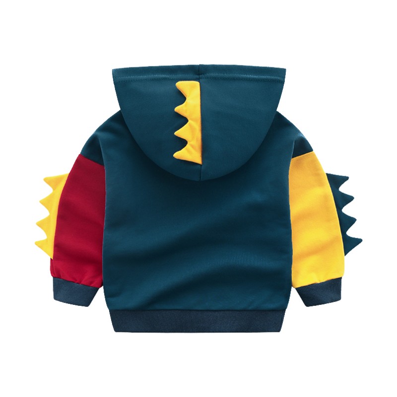 Adorable Dino Print Hooded Pullover for Toddler Boy