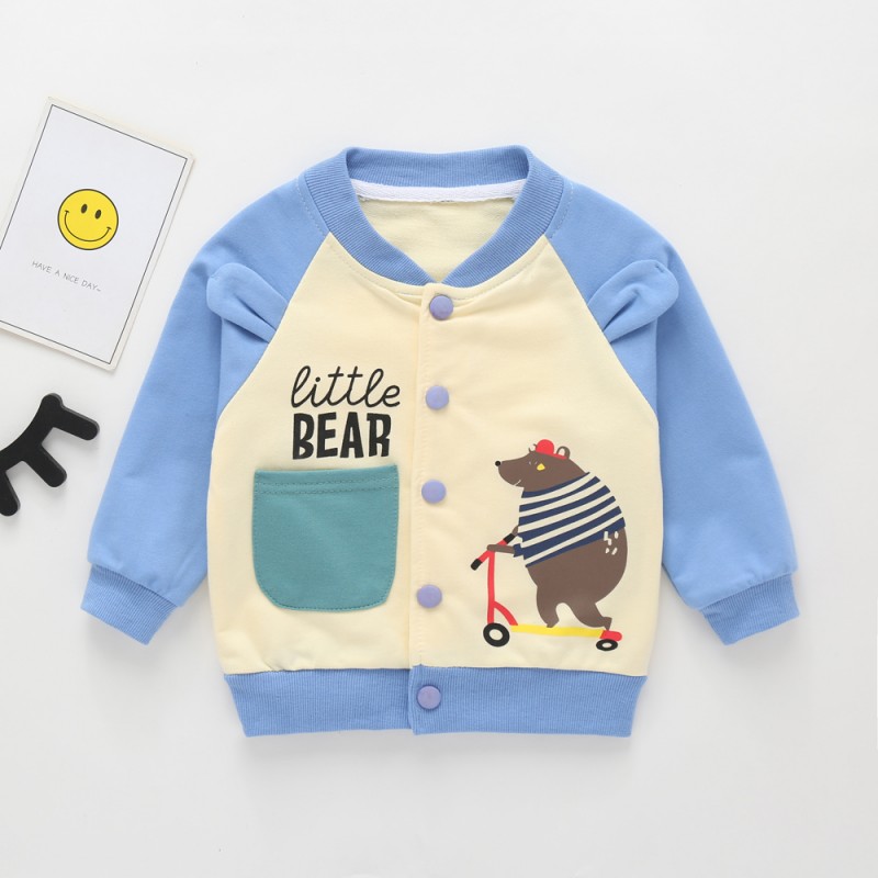 Baby / Toddler Letter Print Bear Colorblock Jacket