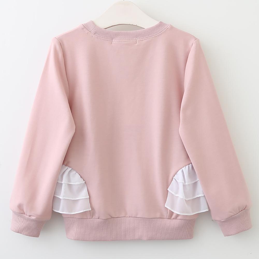 Toddler Girl's Swan Print Ruffled Long-sleeve Pullover