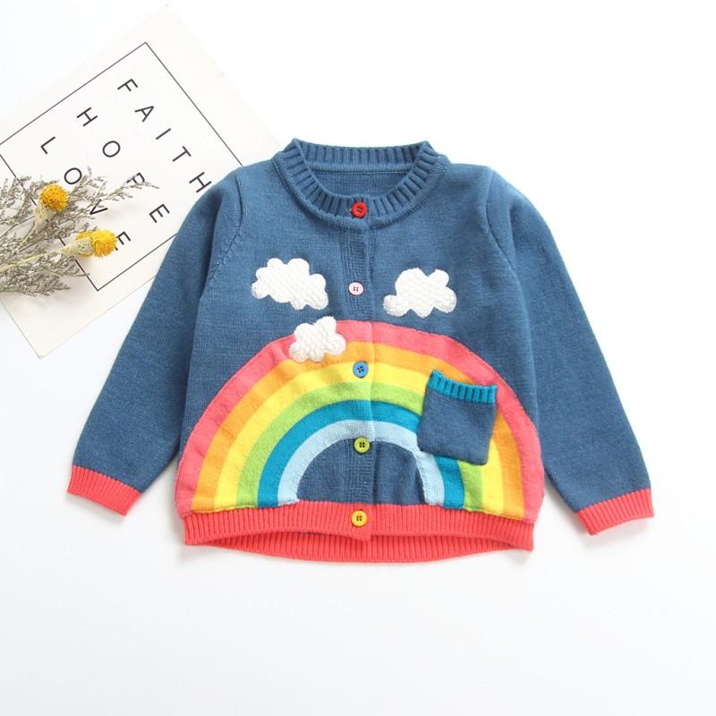 Baby / Toddler Girl Rainbow Print Knitted Cardigan