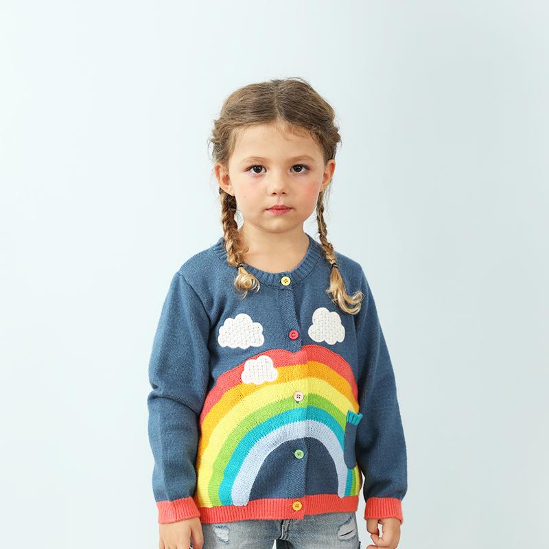 Baby / Toddler Girl Rainbow Print Knitted Cardigan