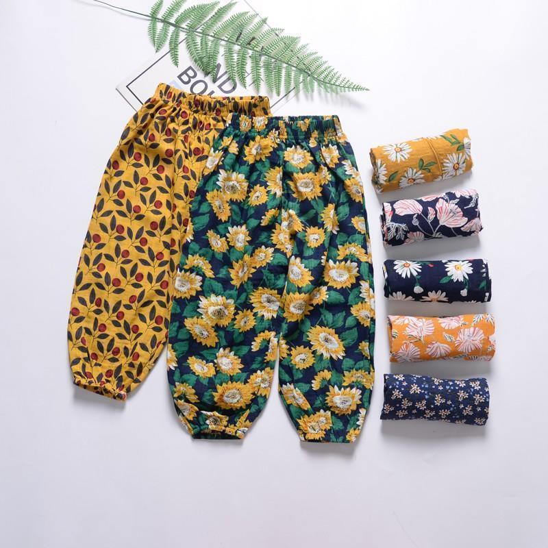 Sunflower Cherry Print Girls Pants