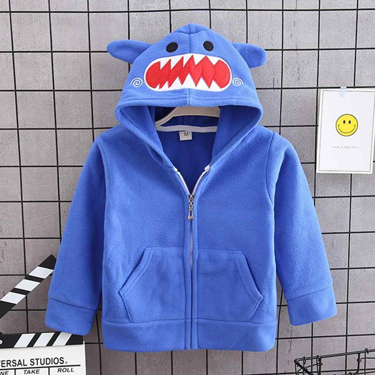 Baby / Toddler Boy Stylish Cartoon Decor Solid Hooded Coat