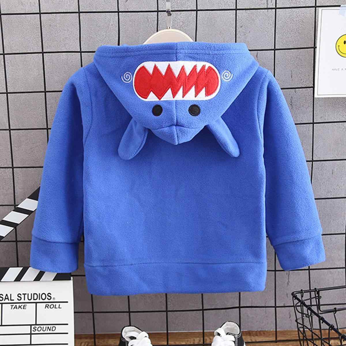 Baby / Toddler Boy Stylish Cartoon Decor Solid Hooded Coat