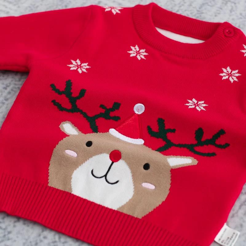 Baby / Toddler Christmas Reindeer Print Long-sleeve Knitted Sweater