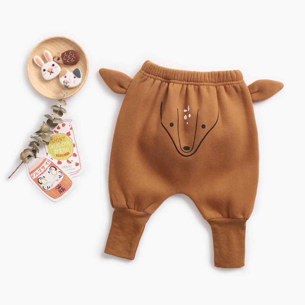 Warm 3D Ear Animal Design Fleece-lining PP Pants