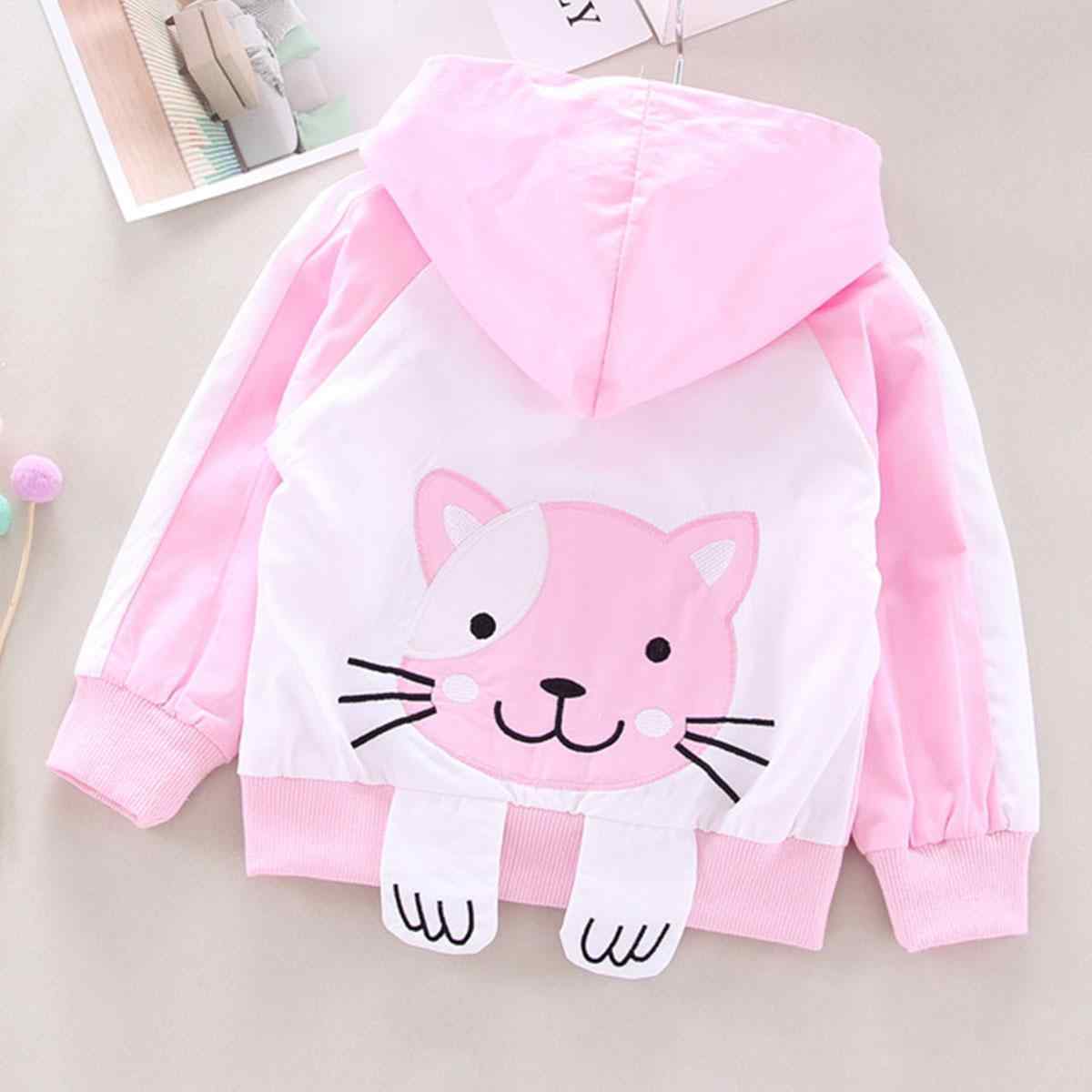 Toddler Boy / Girl Adorable Cat Embroidery Solid Hooded Coat