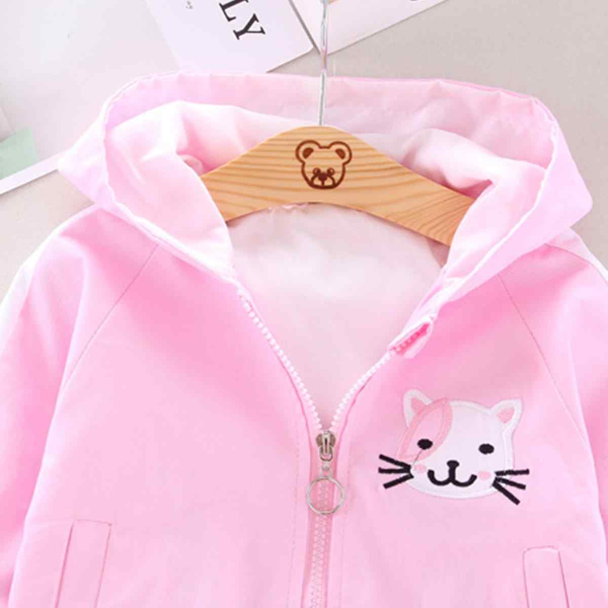 Toddler Boy / Girl Adorable Cat Embroidery Solid Hooded Coat