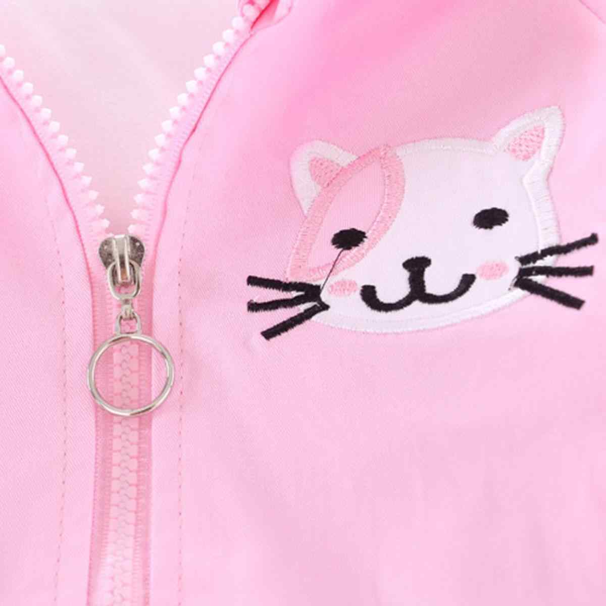 Toddler Boy / Girl Adorable Cat Embroidery Solid Hooded Coat